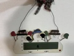 木製雪だるまの壁掛け　クリスマス装飾のサムネイル