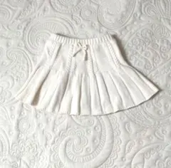 petit mainプティマインニットプリーツスカパンМホワイト