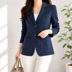 マックスマーラ Max Mara ジャージー テーラードジャケット ネイビーのサムネイル