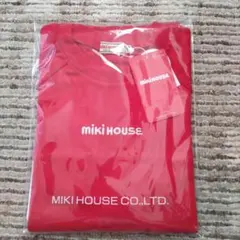 ミキハウス　新品　タグ付き　刺繍　バックプリント　ロゴTシャツ　赤　120cm