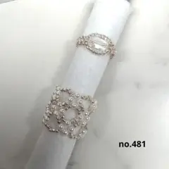 no.481ハンドメイドビーズリングパール×シルバー2点セット