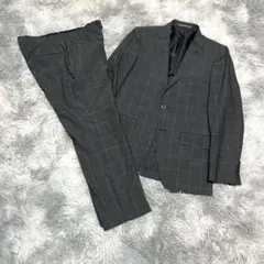 【良品】P.S.FA チェック グレー 2釦 スーツ セットアップ A5