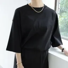 e.n. evernavy シルクタッチTシャツ 綿100% 半袖のサムネイル