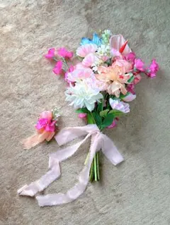 アーティフィシャルフラワー　ウェディングブーケ　ピンク