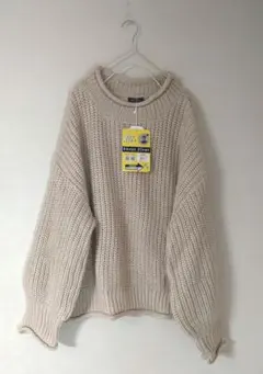 新品 大きいサイズsweet fleurベージュ着痩せバルキーニットセーター3L