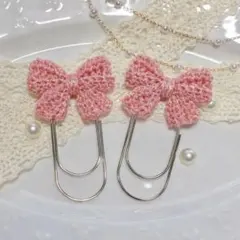 ペーパークリップ♡saving バインダー貯金♡プレゼント♡リボン ピンク２個