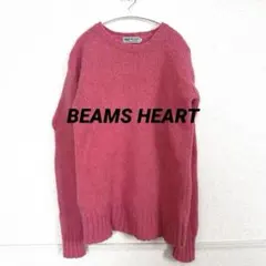 BEAMS HEART ピンク クルーネックニット