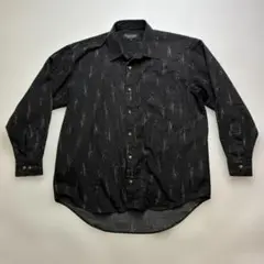 シャツの山喜　Tis Selection ブラックデザインシャツ 幾何学模様　L