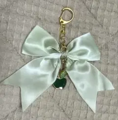 グリーン系ヘアリボンピンアクセサリーキーホルダー④