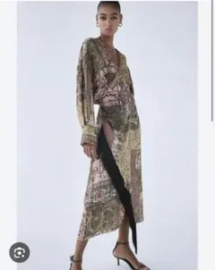 マルチカラー パッチワーク シャツワンピース　結婚式