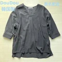 DouDou韓国製　薄手ボイルシャツ　黒　ゆるっと　オーバーサイズ