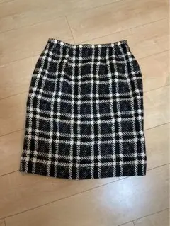 Christian Dior チェック　スカート　タイト　ブラック　ホワイト