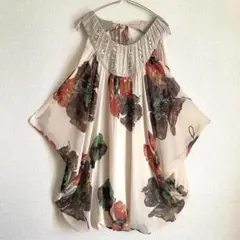 【ラシュッド】パーティドレス バルーンスカート 襟元ビジュー バックリボン 9号