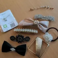 【値下げ】ヘアアクセサリーまとめ売り7点　ピアスとネックレスのおまけ付き