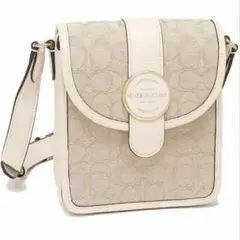 COACH コーチ ショルダーバッグ レザー ジャガード シグネチャー ベージュ