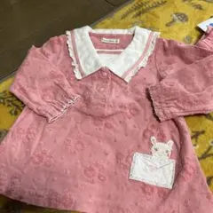 即購入可★値下げ★クーラクール ピンク　うさみみ襟付きシャツ カットソー80
