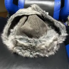 グレー コーデュロイ フライトキャップ 耳あて付き