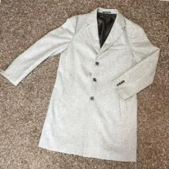 美品☆GU ウールブレンド チェスターコート グレー L