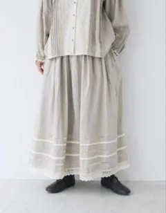 kazumi×SamansaMos2　レーススカート ベルギーリネン