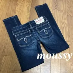 送料無料　美品美脚人気moussyマウジーホワイトステッチスキニーデニムジーンズ