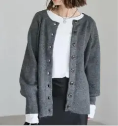 ラグランスリーブニットカーディガン ボンジュールサガン 同型【チャコール】