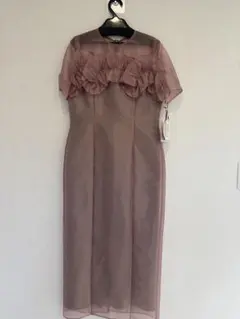 kaene フリル付きシースルーマキシドレス