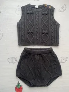 【水通しのみ】cottoli 70サイズ ニットベスト ブルマ セットアップ