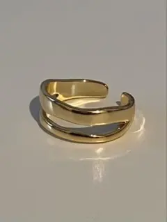 指輪 ゴールド ダブル ライン オープン リング レディース メンズ