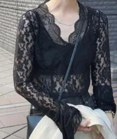 マ*ン様 COMBINATION LACE TOP カーキ マ*ン様 COMBINATION LACE TOP カーキ - メルカリ