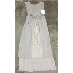 マーキュリーデュオ　プリーツドッキングカシュクールラップリブニットワンピ　ピンク