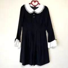 ロディスポット　 ブラック Aライン ワンピース レース襟