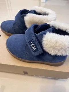 美品UGG ネイビー ファー付きムートンブーツ
