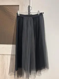 フレアスカート チュール素材 黒と灰色