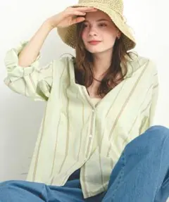 極美品✨ミント❤️　サニーレーベル　エアリーコットンアソートストライプシャツ