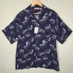 【Kaluluwa】アロハシャツ ネイビー シェル柄 XLサイズ レーヨンのサムネイル