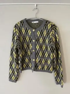 【超美品】ZARAアーガイル柄ニットカーディガン