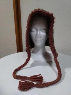 バラクラバ　ボンネット　フード付きニット帽　ハンドメイド