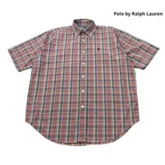90s Polo by Ralph Lauren 半袖シャツ チェック ロゴ刺繍