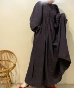 ichi Antiquites︎♥︎ウールガーゼタータンチェックシャツワンピース