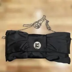 黒いプリーツデザインパーティーバッグ