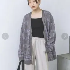 JEANASIS 12GフロートジャガードブライトVカーディガン