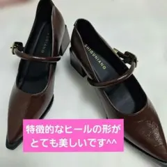 ブラウン ハイヒール・パンプス ゴールドバックル付き