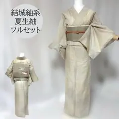 超美品 夏結城紬系 夏生紬フルセット｜涼やかな絹鼠色　夏帯　夏小物のサムネイル