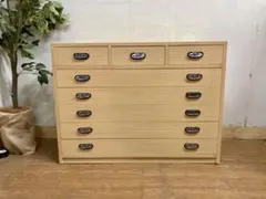管185☆桐☆チェスト☆8杯☆ワイド☆桐箪笥 ☆洋風タンス☆収納家具☆ナチュラル