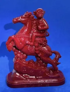 極美品 寿山石ライチ凍忠義関公精雕置物台座付約15×8×6cm610g 5896