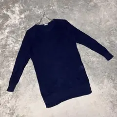 【シネマクラブ】（XL）ニットセーター カジュアル かぎ編み リブ切り替え 長袖