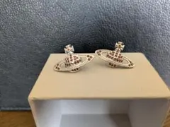 Vivien Westwood両耳シルバーピアス（ピンク・クリアストーン）