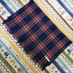 【新品】レイカズン　大判　ストール　マフラー　チェック　タータンチェック　紺　赤