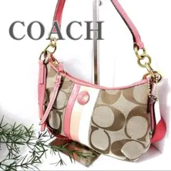 美品COACH コーチ　ワンショルダーバッグ2way 　キャンバスピンク　y2k