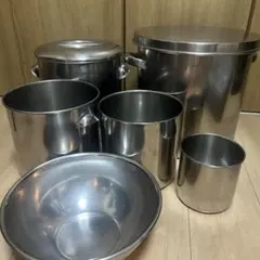 ステンレス寸胴鍋 蓋付き ボウル 6点セット 調理器具のサムネイル